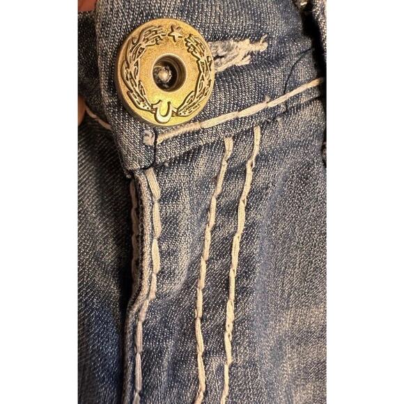 True Religion World‎ Tour USA Limited Edition Y2K Jeans Women Sz 28 Raw Cuff Hem - Picture 8 of 16